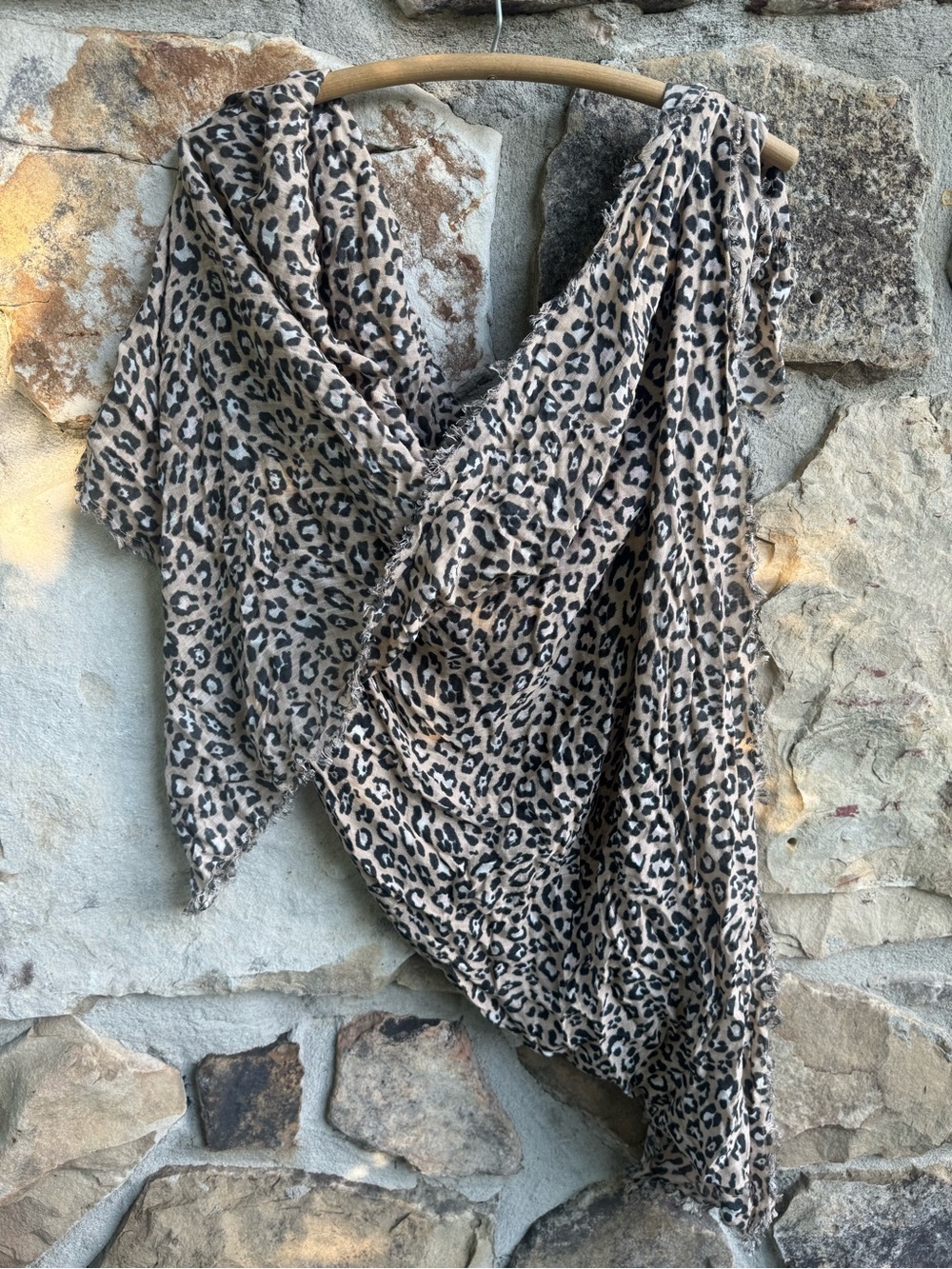 Aerie Leopard Print Cover-Up Scarf Sarong Pinky Tan & Black Cheetah Animal